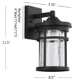 thumbnail image 3 of JONATHAN Y Campo 7.75" Outdoor Wall Lantern Crackled Glass/Metal Integrated LED Wall Sconce, Black, 3 of 6