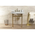 thumbnail image 3 of Kingston Brass KVBH3022M87 Templeton 30-Inch Carrara Marble Console Sink with Brass Legs (8-Inch, 3-Hole) in Carrara Marble White/Brushed Brass, 3 of 9