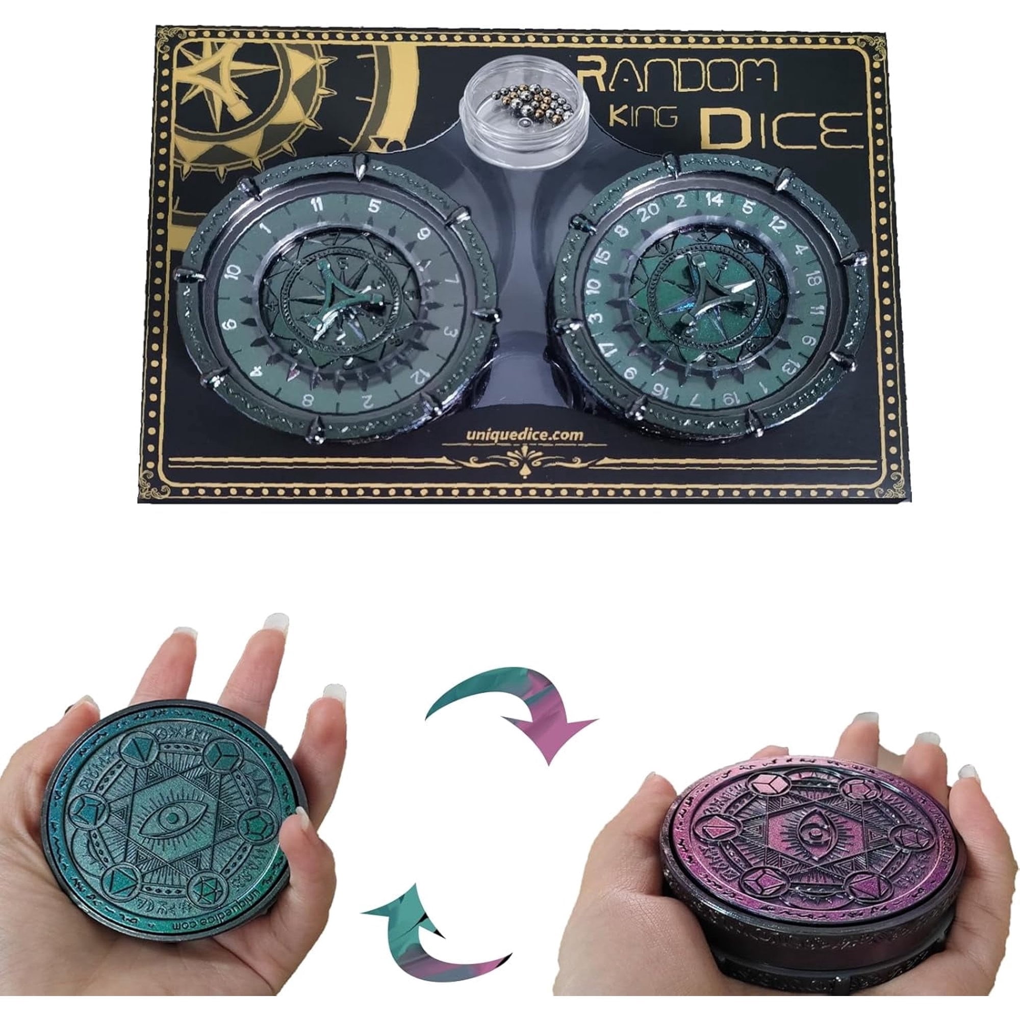 Random King Metal DND Dice Spinner for Pathfinder MTG RPG Board Games,Adult