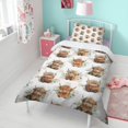 thumbnail image 4 of Flower and Highland Cow Duvet Cover and Pillowcase Set for Single Bedding, Bedroom Accessories for Kids Teens, 4 of 5