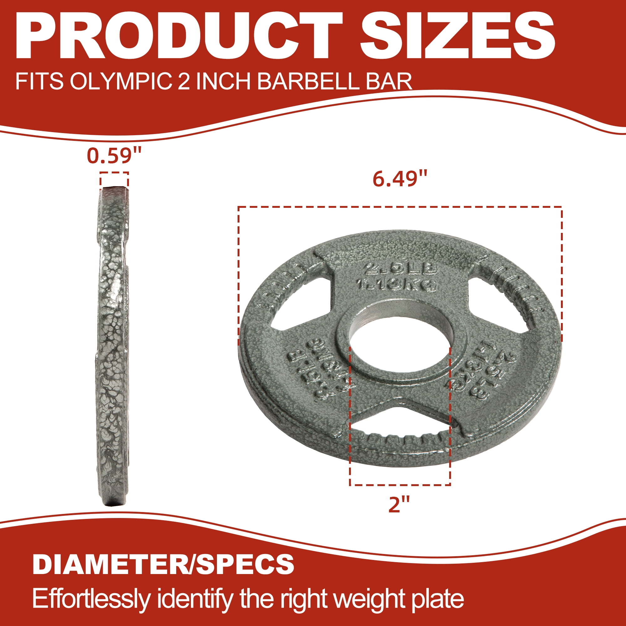 Signature Fitness 2-Inch Cast Iron Weight Plates – Olympic Barbell Plates for Strength and Resistance Training, Multiple Sizes Available