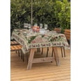 thumbnail image 2 of Outdoor Tablecloth with Umbrella Hole and Zipper, Beige Spring Floral Rectangle Table Cloth 54x80 Inch Waterproof Tablecloth, Elegant Pastoral Flowers Birds Watercolor Picnic Table Cover for Patio, 2 of 7