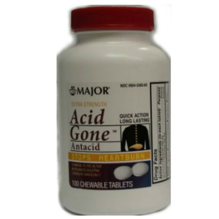 Acid Gone 262338 Antacid 1 Bottle of 100 Chewable