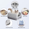 thumbnail image 3 of Stainless Steel Cat Litter Box With Lid  Extra Large For Big Cats High Sided Non-sticky Anti-urine Leakage Easy Cleaning Include Mat And Scoop Holder (s), 3 of 8