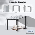thumbnail image 4 of NETAJE 10'x8' Wall Mounted Gazebo Awnings, Permanent Hardtop Aluminum Pergola with Polycarbonate Roof, Outdoor Patio Canopy Shade Cover for Backyard, Decks, Garden, 4 of 8