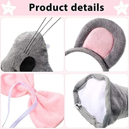 Set De Disfraz De Ratón Para Adultos Y Niños – Diadema, Orejas, Nariz, Cola, Pajarita, Guantes Y Falda Tutú