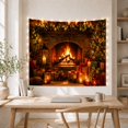 thumbnail image 5 of Stone Fireplace with Pine Garland, Lit Tree and Gifts, Cozy Rustic for Holiday Decor Lovers, Festive Hearth Art, Christmas Gift, Tapestry Wall Hanging for Living Room and Den, 5 of 7