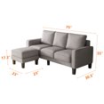 thumbnail image 7 of Convertible Sectional Sofa with Ottoman, 75 Inch L-Shaped Sectional Sofa Set with Storage and Wide Arms and Thick Back Modern Upholstered Couch Set Living Room Furniture for Home Office, Light Grey, 7 of 7