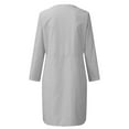 thumbnail image 6 of Umbreon Womens Linen Dresses Long Sleeve Round Neck Midi Dress Button Solid Color Summer Causal Beach Vacation Long Dresses with Pockets, 6 of 6
