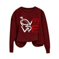 thumbnail image 3 of Cadancy Valentine Shirt Women Trendy Pullover Cute Heart Print Tops Loose Long Sleeve Valentines Day Sweatshirts Casual Crewneck Shirts, 3 of 5