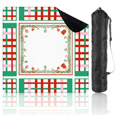 Mahjong Mat 31.5" x 31.5" Abstract Christmas Plaid Non-Slip Noise Reduction Mahjong Mat with Storage Bag Mahjong Tiles Table Cover for Dominoes Poker Card Board and Tile Games Gift