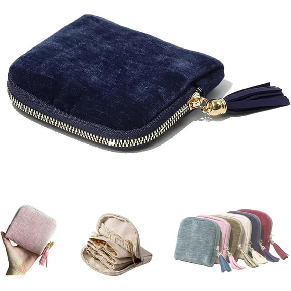 Travel Jewelry Case, 2026 New Travel Jewelry Case, Portable Organizer Pouch with Zipper & Tassel, for Daily Use (1pcs,Blue )