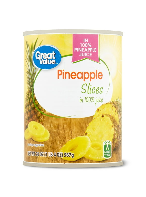 Great Value Canned Pineapple Slices in 100% Juice, 20 oz