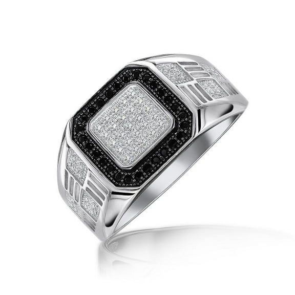 Bling Jewelry Mens Mens Stainless Steel Micro Pave Halo Square CZ Engagement Ring