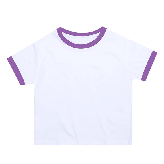 XKHAZA Toddler Girls Trim T-Shirt, Crew Neck Short Sleeve Ringer Top, Sporty Summer Athletic Tee for Casual Warm Weather