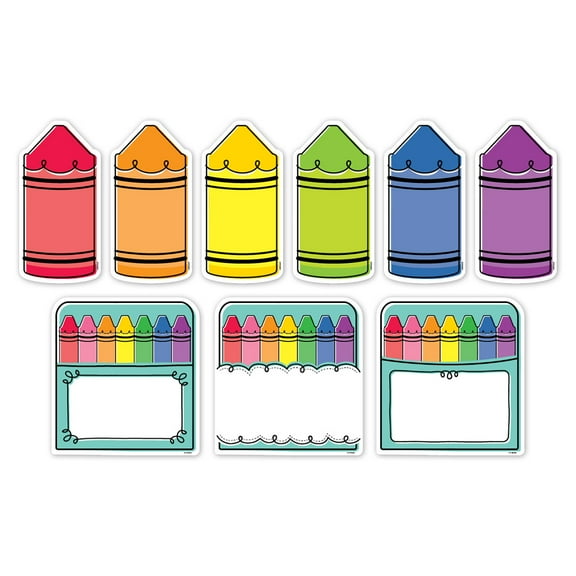 Creative Teaching Press Core Decor Doodle Crayons 6" Designer Cut-Outs, Pack of 54