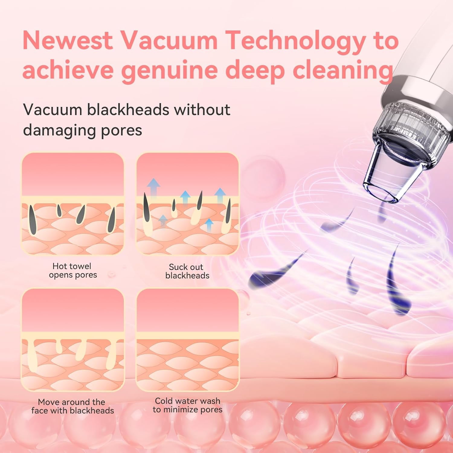 Blackhead Remover Pore Vacuum Upgraded Facial Pore Cleaner Electric Comedone Whitehead Extractor Tool-5 Suction Power,5 Probes,USB Rechargeable Blackhead Vacuum Kit for Women & Men