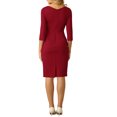 thumbnail image 3 of INSPIRE CHIC Women's 3/4 Sleeve Work Dress Boat Neck Elegant Pencil Sheath Dresses 2XL Dark Red, 3 of 6