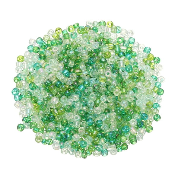 Uxcell 2000-Pack Cuentas de Semilla de Vidrio, 2x1.4mm/0.08x0.06 Pulgadas Mini Cuentas de Bugle de Vidrio para DIY Aretes/ Collares/Pulseras/ Fabricación de Joyería [Color Verde]