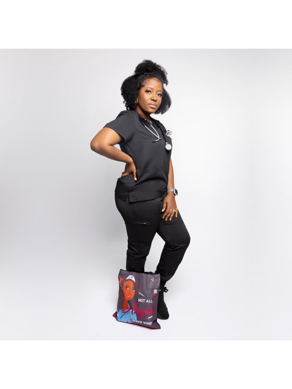Dorothy 5 pocket joggers scrub set in Black
