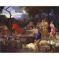 thumbnail image 2 of Sébastien Bourdon 14x12 Gold Ornate Wood Frame and Double Matted Museum Art Print Titled - Moses Defending the Daughters of Jethro (17th Century), 2 of 4
