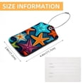 thumbnail image 5 of Square PU Leather 2 Pack Travel Tag - Bag Tag - Suitcase Tag with Privacy Cover and Stainless Steel Ring - Suitable for Travel, Backpack, and Handbag Starfish, 5 of 7
