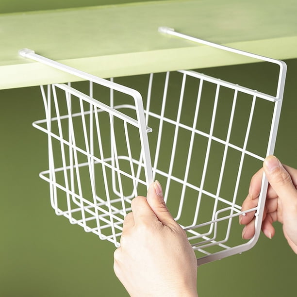 1 estante para Pc, cesta de Metal debajo del gabinete, estante de almacenamiento, cesta para aperitivos, organizador, cesta de pan, hierro forjado debajo del escenario, oficina blanca