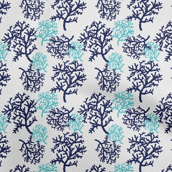 oneOone Cotton Poplin Twill Indigo Blue Fabric Ocean Sea Plants Sewing Material Print Fabric By The Yard 56 Inch Wide