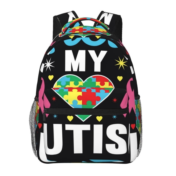Balery I Love My Autism Mochila Escolar Impresa, Mochila Ligera para Viajes Casual, Mochila Duradera y Cómoda Multifuncional, Mochila para Laptop-One Size
