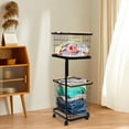 thumbnail image 2 of Peakora 2-Tier Multifunctional Laundry Basket Modern Iron Multi-layer Clothes Storage Basket Free Standing Laundry Basket on Wheels for Laundry Rooms Balconies Toilets, 2 of 20