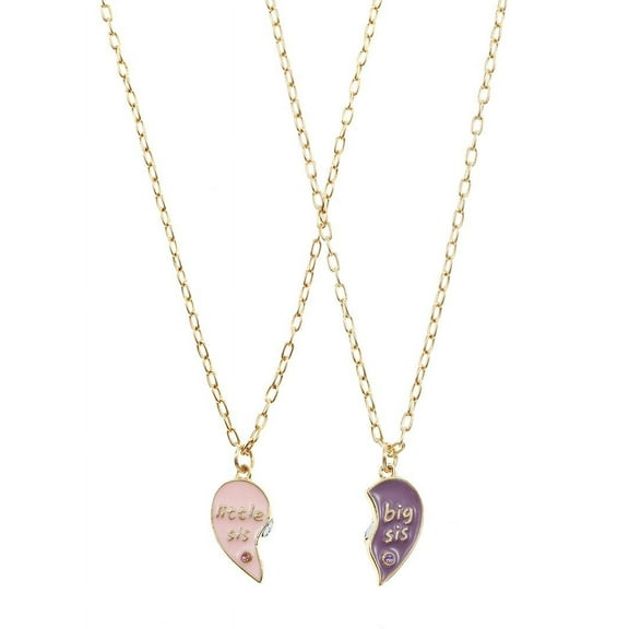 Wonder Nation Wear-One-Share-One Heart Pendant Necklace for Sisters, 2 Pieces