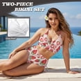 thumbnail image 4 of Garronmavis Women's 2 Piece Bikini Set Strawberry Twist Front Tummy Control Swimsuits Drawstring Modest Bathing Suit Beach Swimwear, 4 of 6