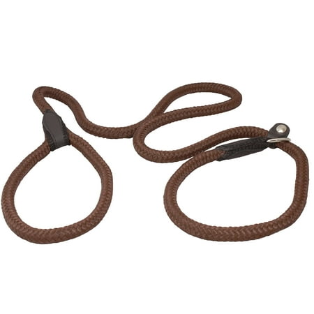 Dogs My Love Nylon Rope Slip Dog Lead Collar and Leash British Style 4ft Long (Large: 0.4 (10mm) Brown)