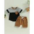 thumbnail image 2 of Coduop Baby Boys Shorts Set,Short Sleeve Striped T-shirt and Shorts Summer 2Pcs Outfit Set, 2 of 9