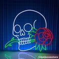 thumbnail image 3 of Glowneon Skull Rose Neon Sign, Skull Led Sign, Party Decor, Skeleton Sign, Skull Lover Gift, 3 of 4