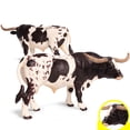 thumbnail image 3 of 2 piezas de animales de ganado toro de plástico modelo estático colección modelo de vaca juguetes y cuerno largo, 3 of 8