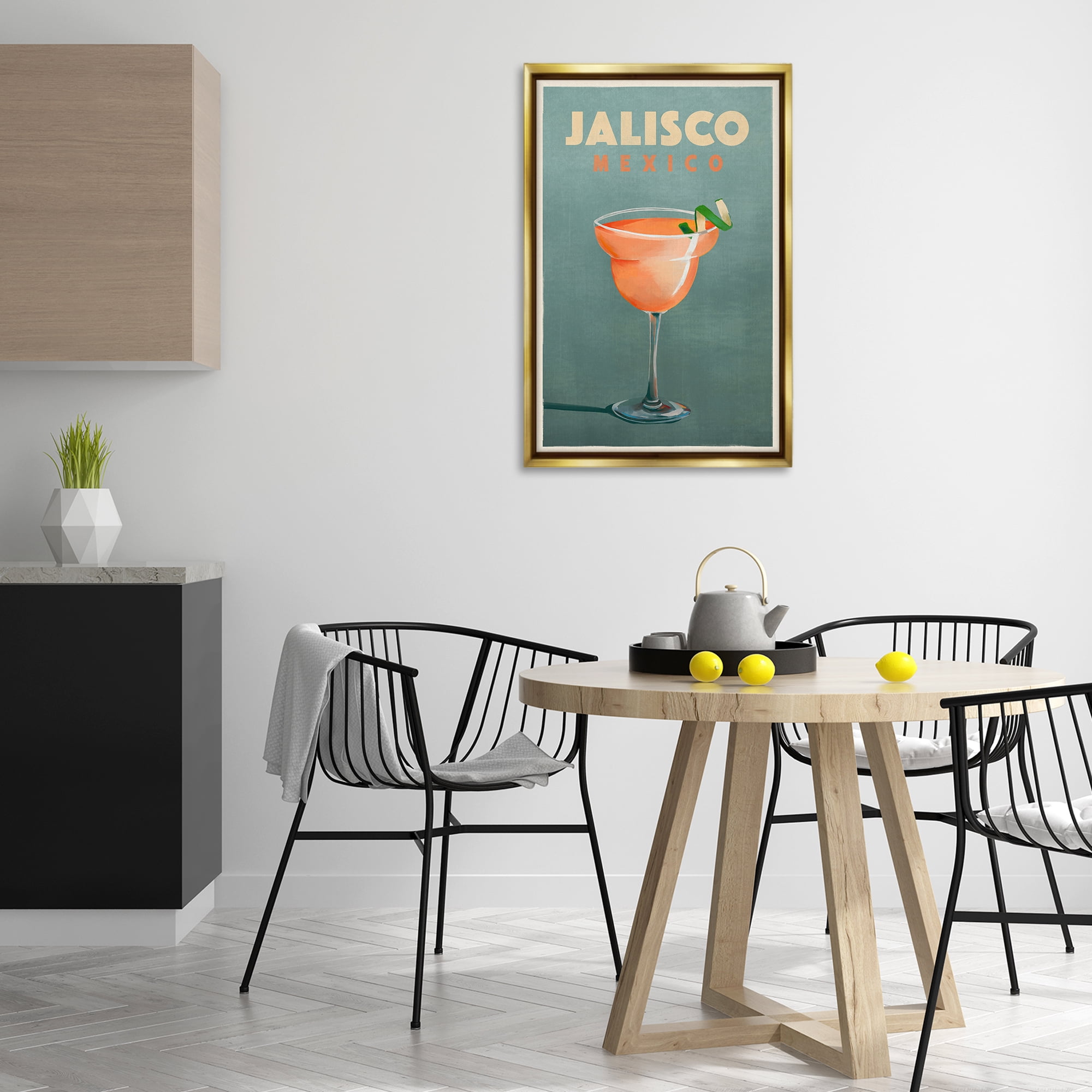 Stupell Industries Jalisco Mexico Cocktail Food & Beverage Painting Gold Floater Framed Canvas Art Print Wall Art, 21 x 31
