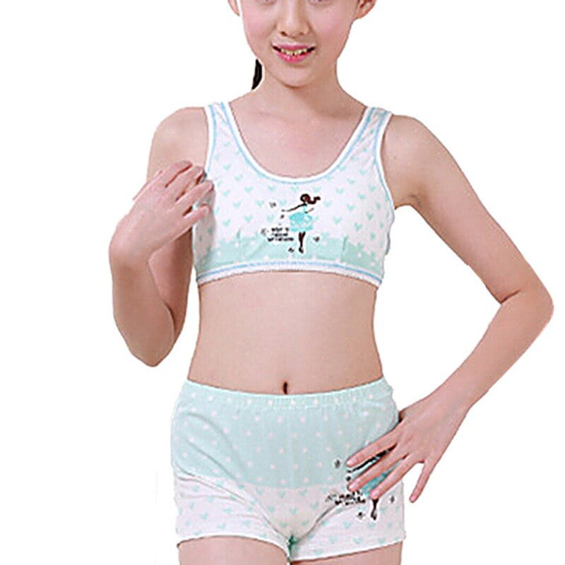 Puberty Young Girls Cozy Undies Children Clothing Teenagers Cotton Yoga  Underwear Set Training Bras Camisole Vest Top+Panties - Walmart.com -  Walmart.com