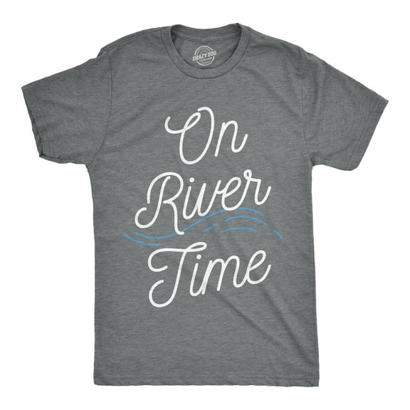 Mens On River Time T shirt Summer Vacation Cabin Lake Camping Tee Graphic Tees