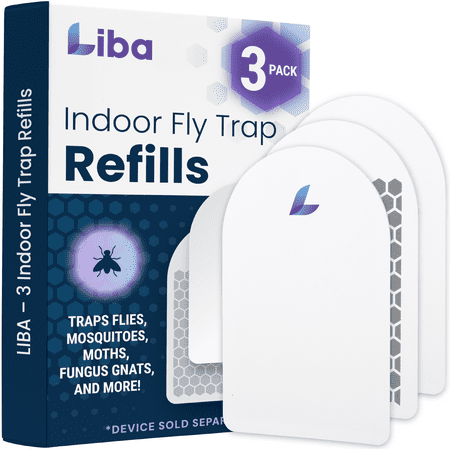 Liba Fly Trap Refills, Chemical-Free Glue Boards for Indoor Insect Control, 3