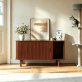 thumbnail image 2 of Winkalon Cat Litter Box Enclosure with Sliding Tambour Door, 37.4" Hidden Litter Box Furniture, Wood Cat Litter Box Cabinet for Living Room,Brown, 2 of 9