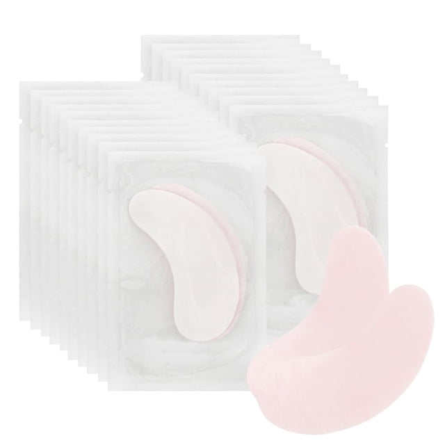 Mekupeu 100 pares de parches de gel debajo de los ojos sin pelusa almohadillas para pestañas herramienta de extensión de pestañas máscara almohadillas para los ojos transparente/rosa