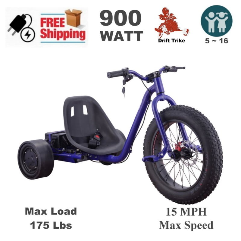 900 Watt 36 V Kids Electric Drift Trike Scooter Blue