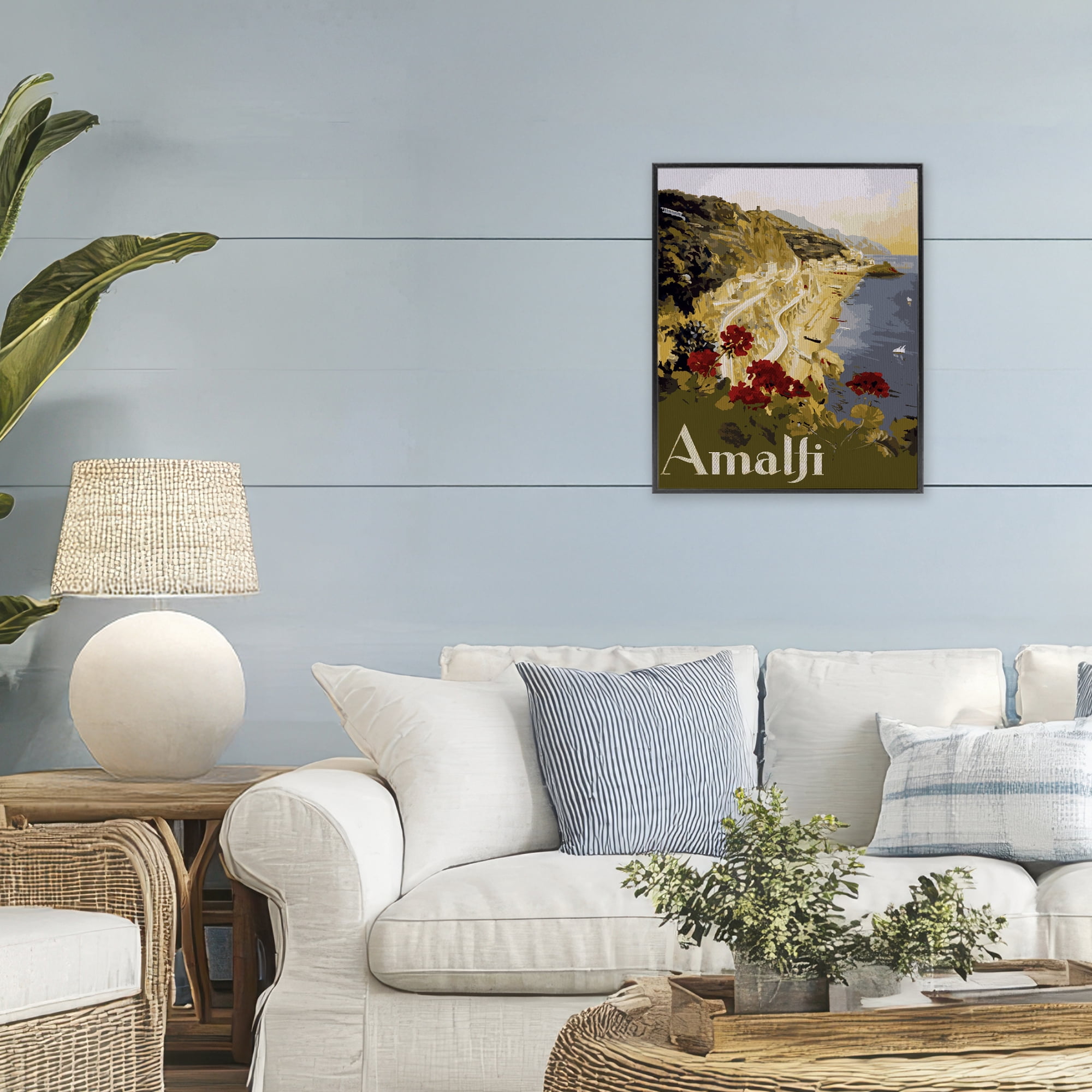 Stupell Industries Picturesque Amalfi Coast Black Framed Giclee Art, design by Lil' Rue