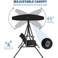 thumbnail image 3 of Lumiparty 3-Seat Patio Swing Chair, Outdoor Porch Hanging Swings with Adjustable Canopy & Armrests, Breathable Textilene Seat & Backrest, Swing Bench for Garden, Poolside, Backyard, Black, 3 of 9