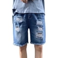 thumbnail image 1 of Pantalones Cortos De Mezclilla Rasgados De Moda Para Hombres, 1 of 8