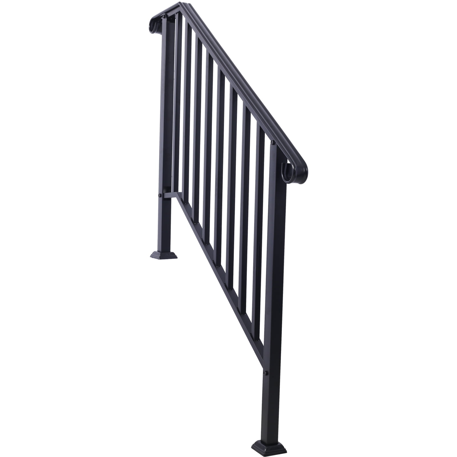 Picket Wrought Iron Handrail, 3-Step, Powder Coated, Rustproof, Versatile Application