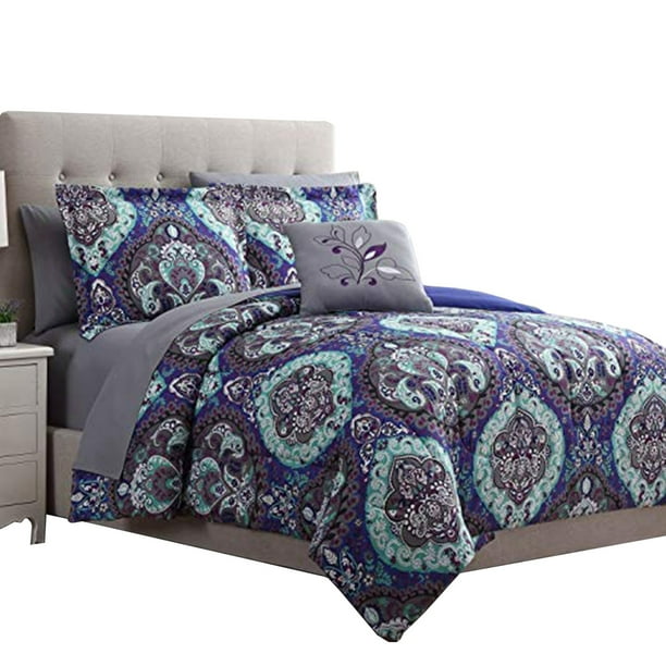 Split 8 Piece Reversible Printed King Size Complete Bed Set The Urban