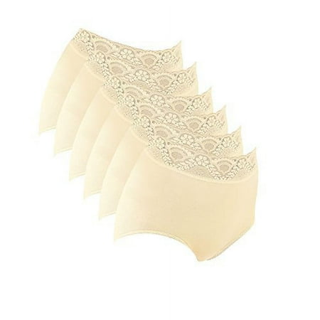 Bali Women`s Set of 6 Lacy Skamp Brief Panty 8, Moonlight Pack of 6