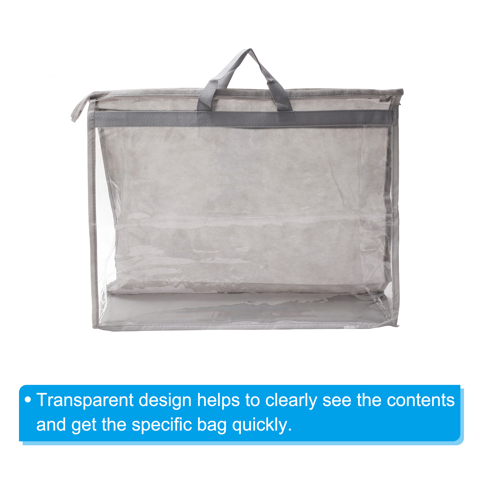 Unique Bargains Handbag Dust Bags Clear Purse Storage Organizer Dustproof Cover 17.72"x8.27"x14.17" Light Gray
